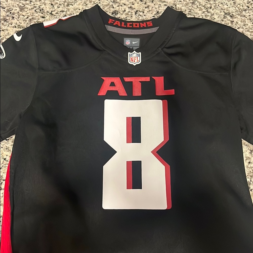 Youth Medium Nike Black and Red Falcons Jersey EUC